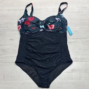 Yonique Women Plus Size Tummy Control Bathing Suit Twist Front Ruched Swimwear